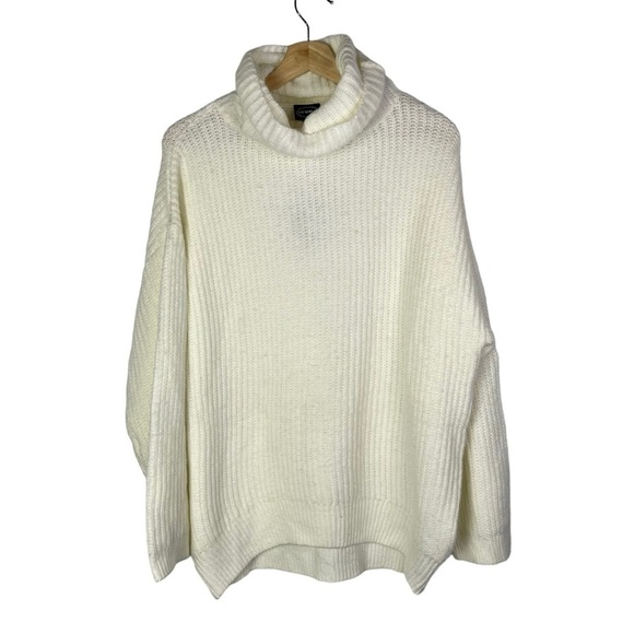 Scoop White Ribbed Cozy Turtleneck Tunic Sweater S - Picture 2 of 5
